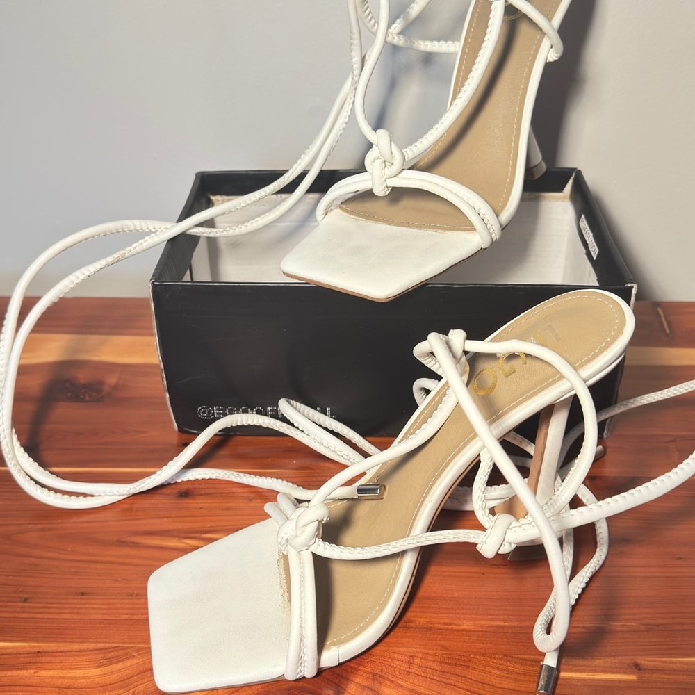EGO White Strappy Heels